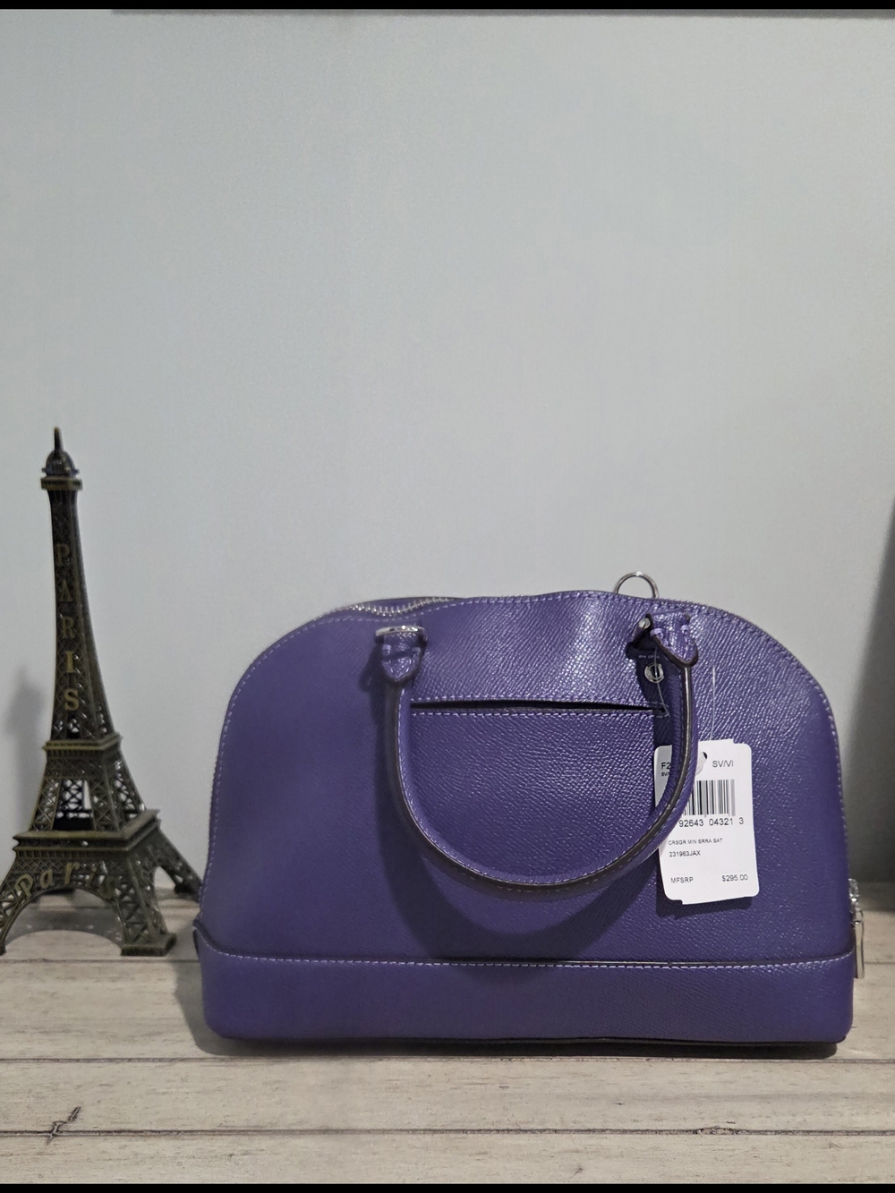 Purple Dome Satchel/Crossbody Handbag - Coach. 11" w, 10.5" top- bot, 7.5" zip-b - Picture 5 of 9